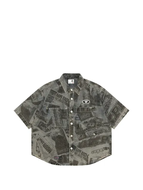 AAPE BY *A BATHING APE® moonface-print shirt Blue AAPSRM8570XAQ