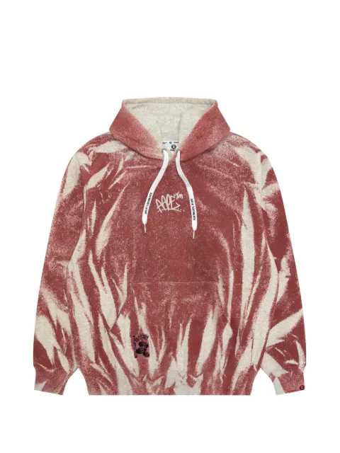 AAPE BY *A BATHING APE® logo-print graphic-pattern cotton hoodie Red AAPSWMC388XXP