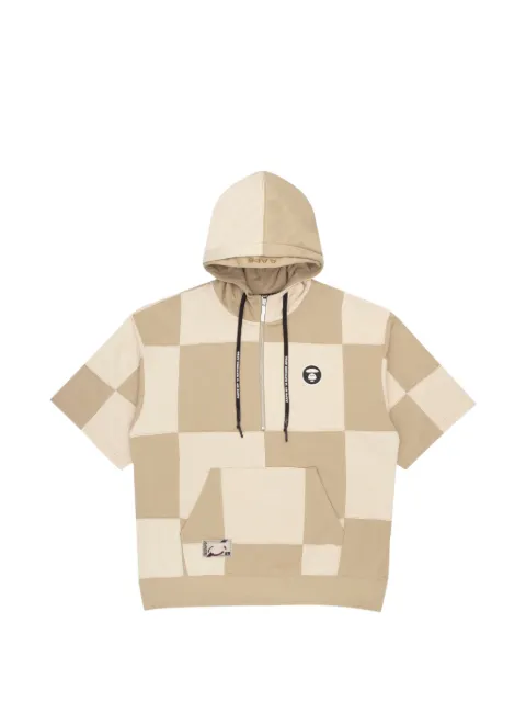AAPE BY *A BATHING APE® Moonface check short-sleeved hoodie Neutrals AAPTEM0898XXI