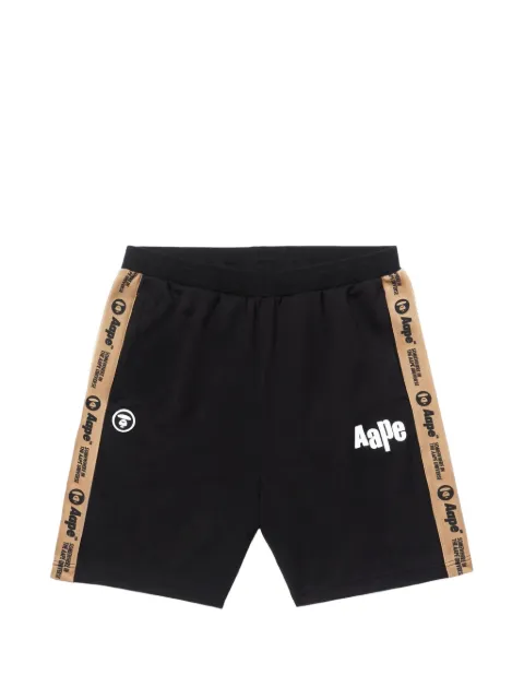 AAPE BY *A BATHING APE® Moonface logo-tape shorts Black AAPSPM6992XXK