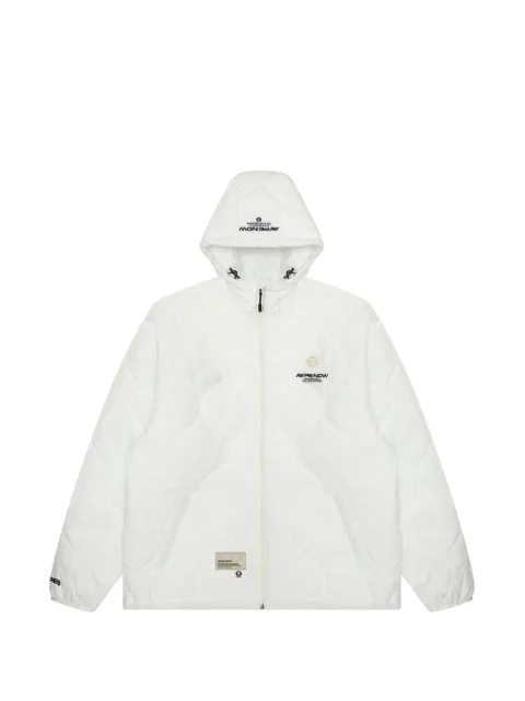AAPE BY *A BATHING APE® Moonface-patch hooded quilted jacket White AAPJKM7625XXL