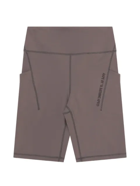 AAPE BY *A BATHING APE® Moonface printed biker shorts Brown AAPSPWA614XXK