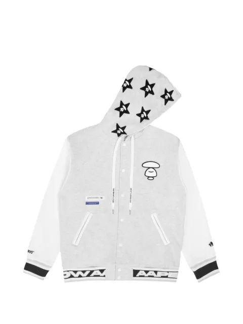 AAPE BY *A BATHING APE® Moonface logo-patch hoodie Grey AAPSWM3950XAJ