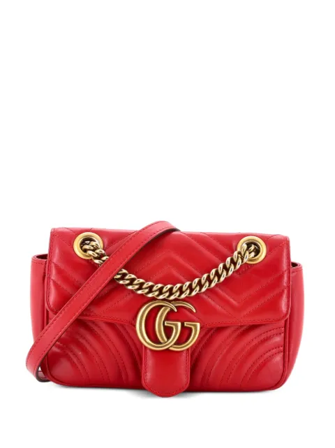 Gucci Pre-Owned GG Marmont Flap Bag Matelasse Leather Mini crossbody bag Red R2L3T5YTT14IEGF7