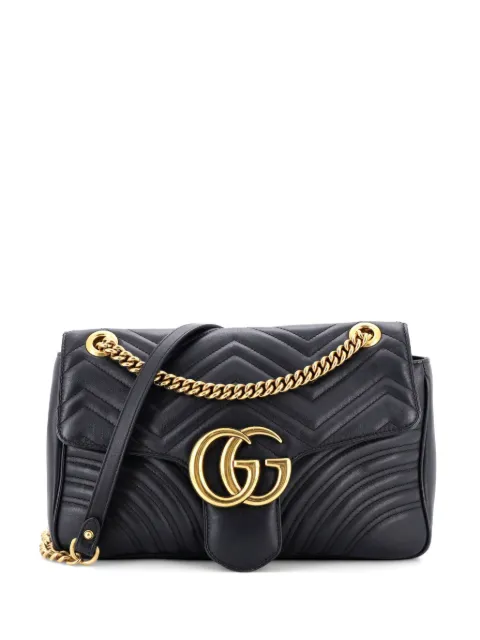 Gucci Pre-Owned GG Marmont Flap Bag Matelasse Leather Medium shoulder bag Black 9SG0V6KURKA0K7HN