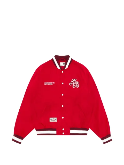 AAPE BY *A BATHING APE® embroidered logo-patch varsity jacket Red AAPLJM7781XXQ