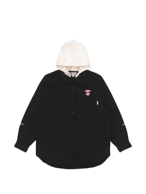 AAPE BY *A BATHING APE® Moonface embroidered-logo hooded shirt Black AAPSTW8417XXJ