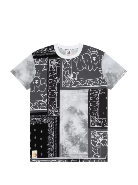 AAPE BY *A BATHING APE® Moonface bandana-print T-shirt Black AAPTNW0957XXI