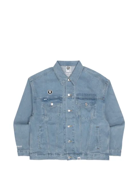 AAPE BY *A BATHING APE® Moonface embroidered denim jacket Blue AAPLJM7524XXJ