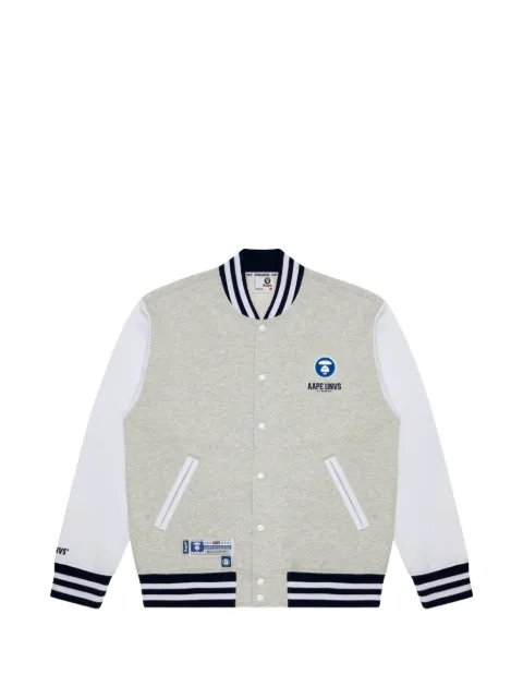 AAPE BY *A BATHING APE® Moonface patch logo baseball jacket Grey AAPSWM3988XAK