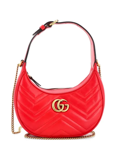 Gucci Pre-Owned GG Marmont Half Moon Matelasse Leather Mini hobo bag Red F8SNS45ZIZPDHH6P