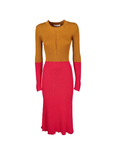 Cédric Charlier ribbed-knit colour-block midi dress Brown W742642