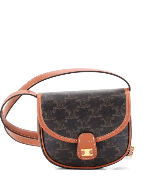 Celine Pre-Owned Besace Flap Bag Triomphe Coated Canvas Mini crossbody bag Brown CIPFDMXCB47VSN4B