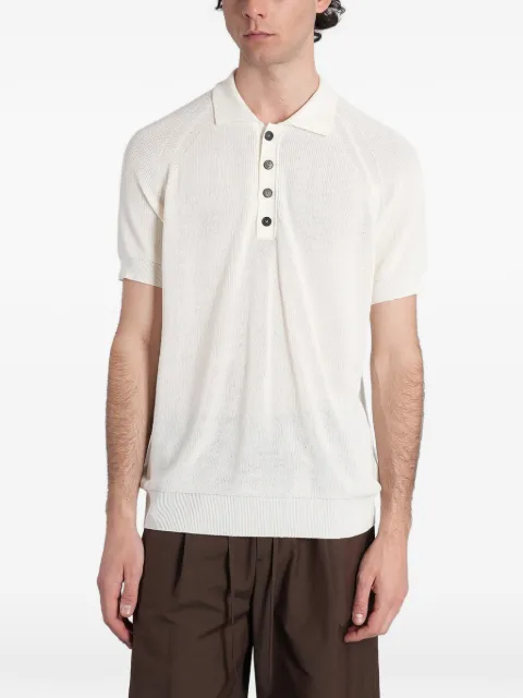 Greyed raglan-sleeve button-down polo shirt Neutrals GAM26003