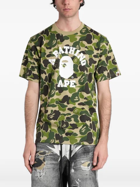 A BATHING APE® camouflage-print logo-print T-shirt Green 001CSM301011M