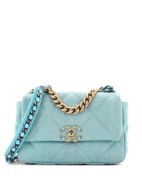 CHANEL Pre-Owned 19 Flap Bag Quilted Denim Medium shoulder bag Blue N80G1TV4NRG0JPZU