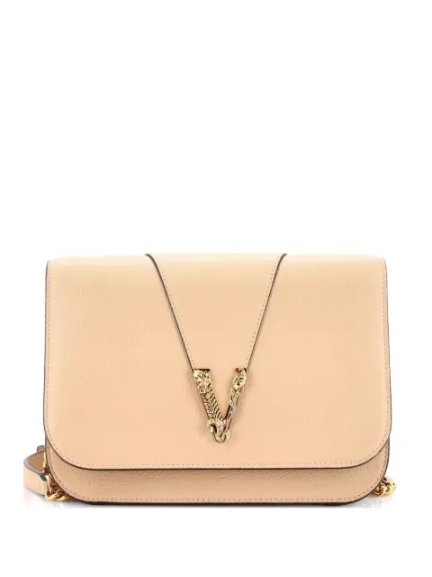Versace Pre-Owned Virtus Chain Flap Shoulder Bag Leather Medium crossbody bag Neutrals KPY3ATLXFXB02PDV