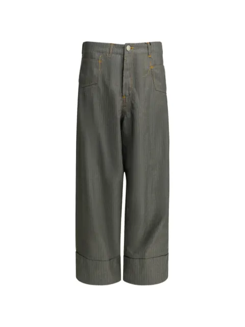 Junya Watanabe MAN pinstripe contrast-stitch trousers Grey WQP205S261GRYPNKWHT