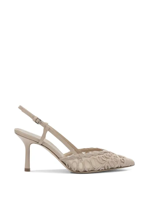 Ninalilou crochet-knit slingback pumps Neutrals 361275NAPPASHEEL