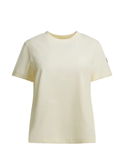 Moncler logo-patch scalloped-trim T-shirt Neutrals 8C0002789AOU034