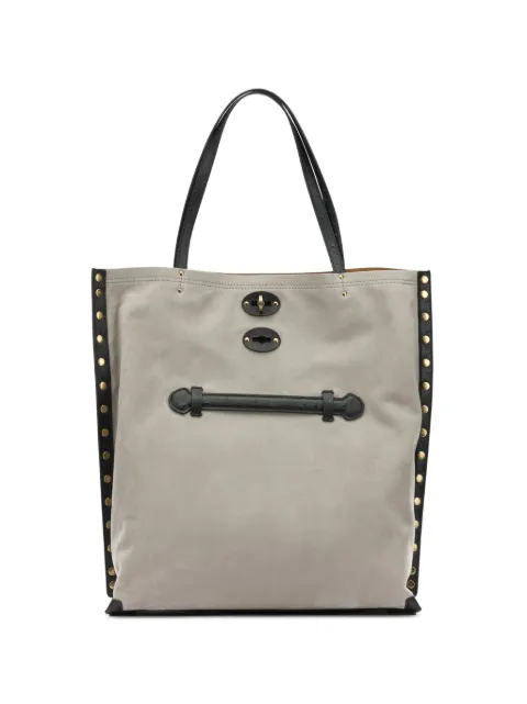 Zanellato medium A'spasso® stud-embellished suede tote bag Grey 0708202270000