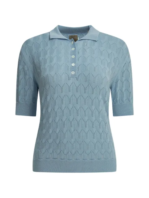 RAKKI California pointelle-knit polo top Blue CALIFORNIA