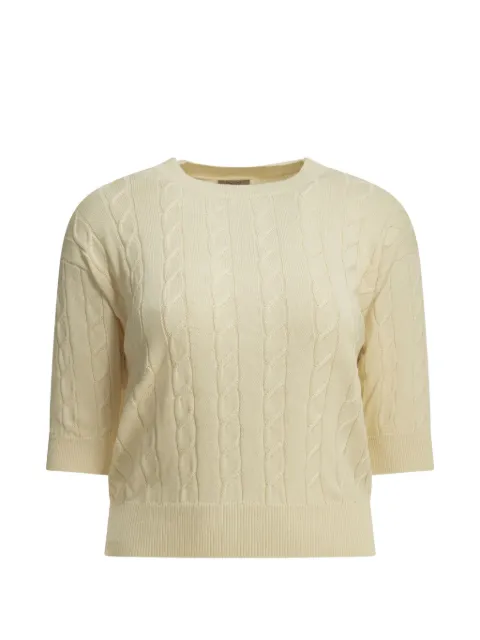 RAKKI cable-knit short-sleeve sweater Neutrals ALMERIACALCE