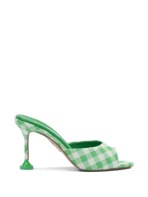 Aquazzura check-pattern open-toe mules Green BISMIDM0PJNPLR