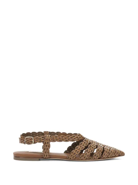 Casadei Avenida woven leather flat pumps Brown 1H066B0101C2939