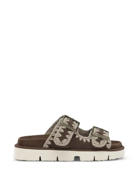 Mou crochet-trim buckle-fastening sandals Brown MUSW461005ARPB