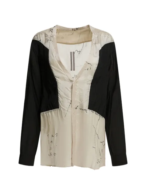 Rick Owens graphic-print panelled shirt Neutrals RP01F6247KP1J