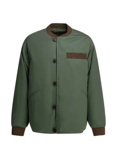visvim contrast-trim button-up bomber jacket Green 0126105013008