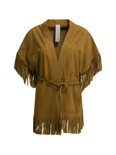 FURLING BY GIANI fringed suede coat Brown MARTAFRBELTSUEDEBGIRASOLE