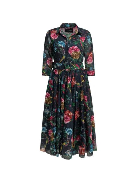 Samantha Sung floral-print belted dress Blue ASTERHEARTMANORINDIGO
