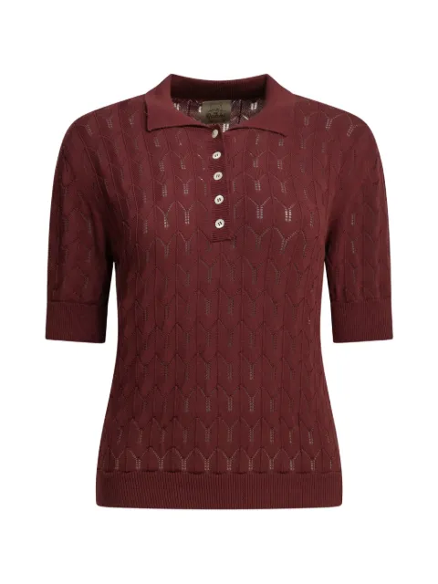 RAKKI California pointelle-knit polo top Red CALIFORNIA