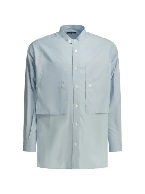 Comme des Garçons Homme band-collar patch-pocket shirt Blue DHQB012S261