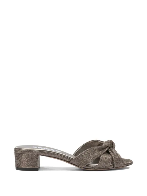 Aquazzura knot-detail laminated mules Grey NINMIDM1MWIESP
