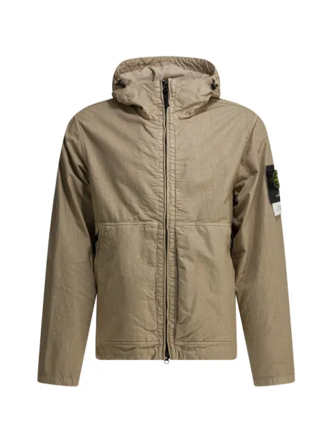 Stone Island logo-patch hooded coat Neutrals 4100053S0069