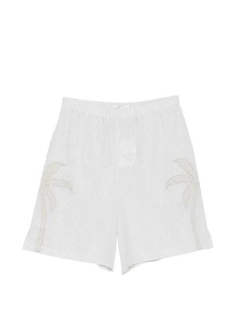Maison Labiche palm-patch pinstriped shorts White ZWBEUDANTPALM