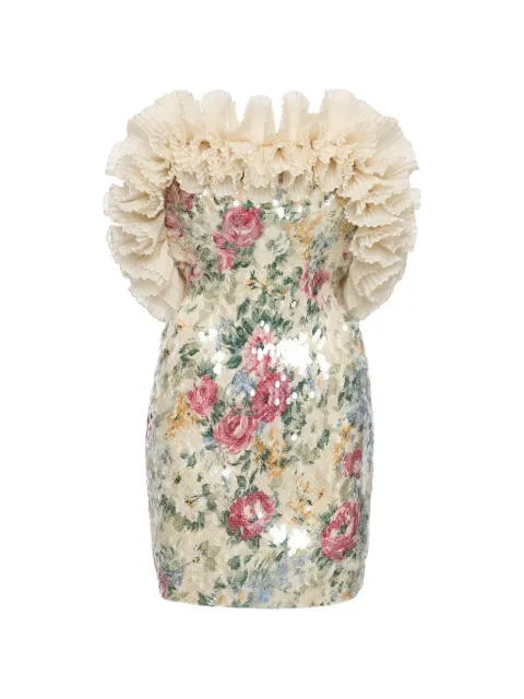 NISSA backless sequin mini dress Neutrals RRS16672
