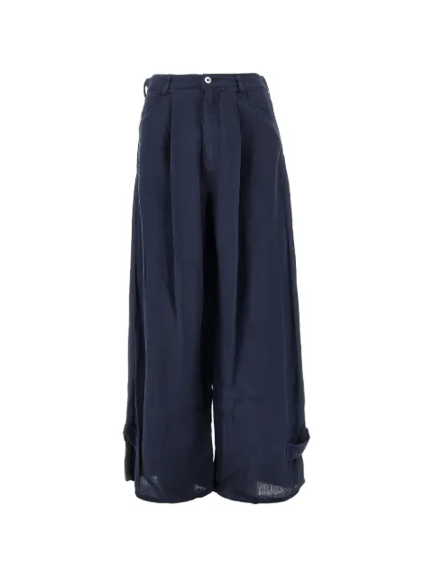 Emporio Armani pleated linen trousers Blue EW000227AF12679MB010