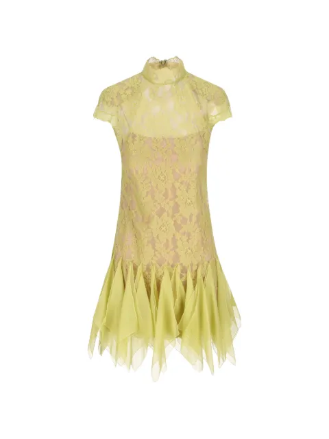 Valentino Garavani handkerchief-hem lace mini dress Yellow BVAKA5A6A
