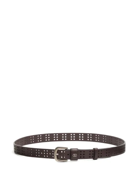 Valentino Garavani mini VLogo Signature belt in perforated leather Brown YT0SM1PVA