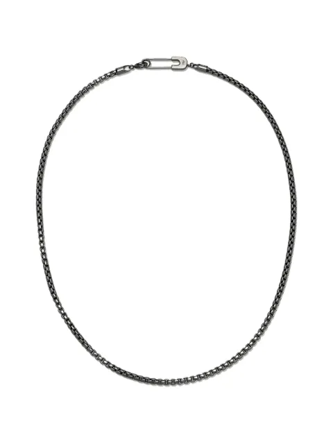 YOJ safety-pin box-chain necklace Black 24MNKGM0005