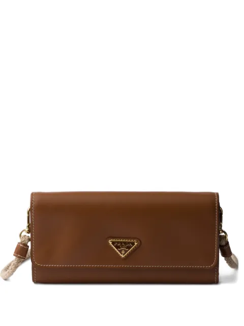 Prada leather wallet with shoulder strap Brown 1MT0382HGF