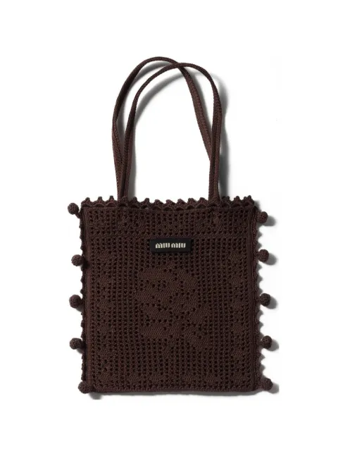 Miu Miu cotton crochet handbag Brown 5BA288VYDO2CRB