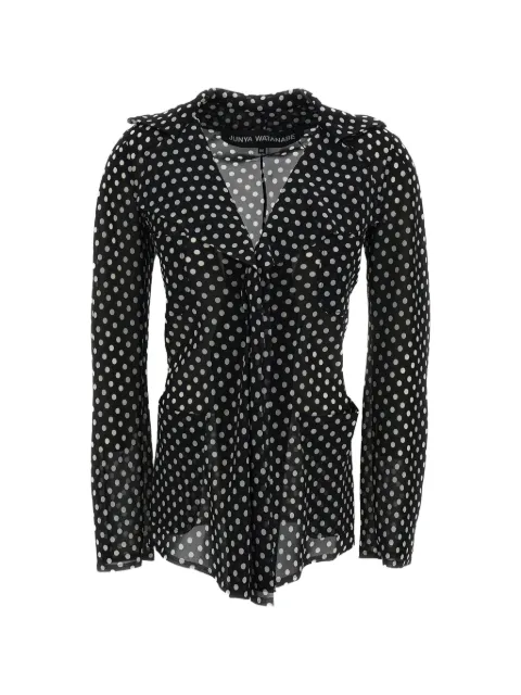 Junya Watanabe polka-dot sheer shirt Black JQJ015