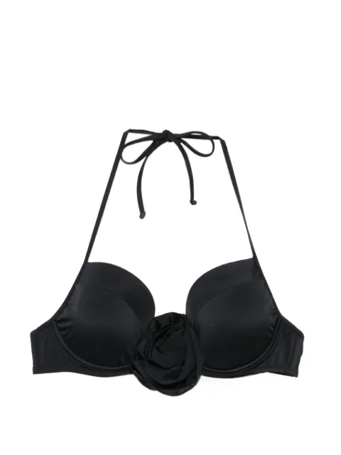 Moschino floral-appliqué halterneck bikini top Black A57189404
