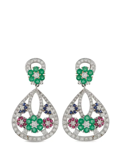 LB Exclusive Floral diamond 1.85ct multi-stone 18K white gold earrings Silver MF29022326