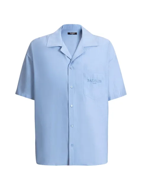 Balmain Balmain Vintage shirt in herringbone poplin Blue HH1HL060CG75